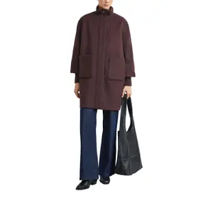 Wool Blend Egg Cut Cape Style Warm Coat for Women COMMA image-6
