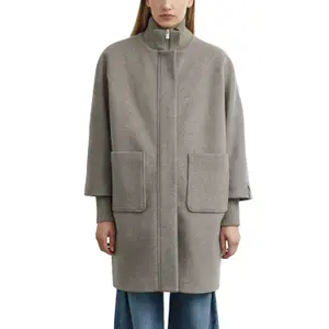 Wool Blend Egg Cut Cape Style Warm Coat for Women COMMA image-2