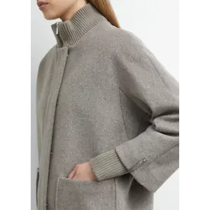 Wool Blend Egg Cut Cape Style Warm Coat for Women COMMA image-3