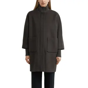 Wool Blend Egg Cut Cape Style Warm Coat for Women COMMA image-2