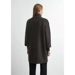 Wool Blend Egg Cut Cape Style Warm Coat for Women COMMA image-4