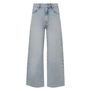High Waisted Wide Leg Culotte Jeans with Patch Pockets for Women COMMA image-0