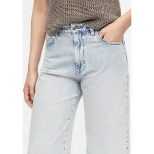 High Waisted Wide Leg Culotte Jeans with Patch Pockets for Women COMMA image-3