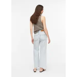 High Waisted Wide Leg Culotte Jeans with Patch Pockets for Women COMMA image-4