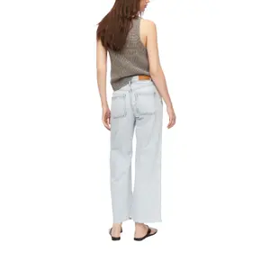 High Waisted Wide Leg Culotte Jeans with Patch Pockets for Women COMMA image-5