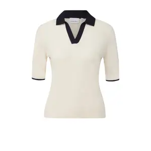 Short Sleeve Fine Knit Polo Top for Women COMMA image-0