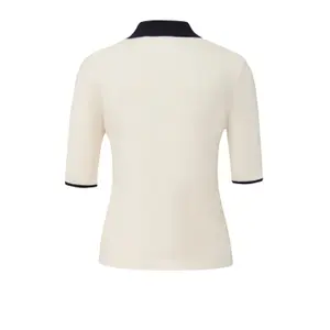 Short Sleeve Fine Knit Polo Top for Women COMMA image-1