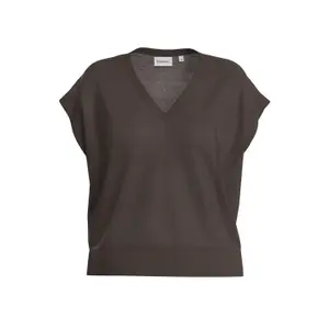 Women's Short Sleeve Linen Blend V-Neck Pull-over COMMA image-0
