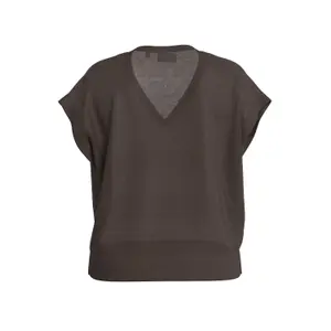 Women's Short Sleeve Linen Blend V-Neck Pull-over COMMA image-1