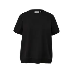 Seersucker Back Panel Fabric Mix T-Shirt Women's COMMA image-0