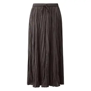 Wrinkled Effect Pleated Midi Skirt with Drawstring for Women COMMA image-0
