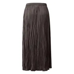 Wrinkled Effect Pleated Midi Skirt with Drawstring for Women COMMA image-1