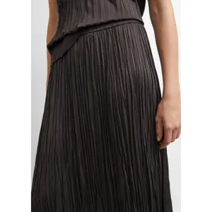 Wrinkled Effect Pleated Midi Skirt with Drawstring for Women COMMA image-3
