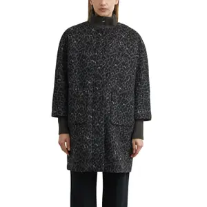 Women's Warm Leopard Print Wool Blend Cape Coat COMMA image-2