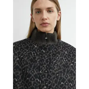 Women's Warm Leopard Print Wool Blend Cape Coat COMMA image-3