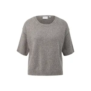 Women's Short Sleeve Marl Knit Crew Neck Top COMMA image-0