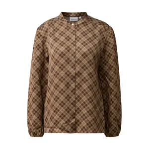 Printed Blouse with High Collar Puff Sleeves for Women COMMA image-0