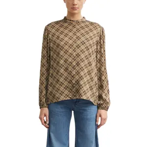 Printed Blouse with High Collar Puff Sleeves for Women COMMA image-2