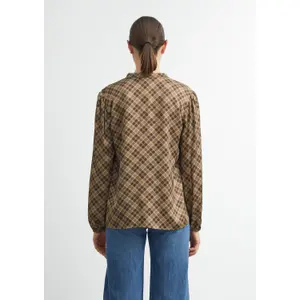 Printed Blouse with High Collar Puff Sleeves for Women COMMA image-4