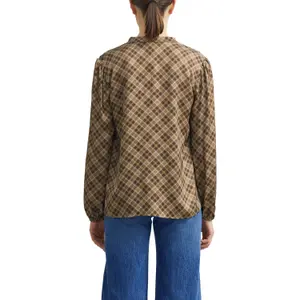 Printed Blouse with High Collar Puff Sleeves for Women COMMA image-5