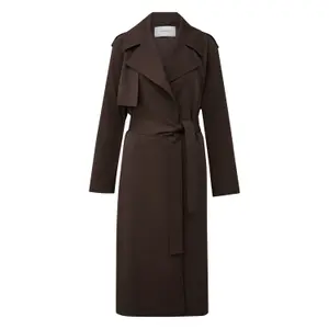 Fluid Embroidered Twill Trench Coat with Belt for Women COMMA