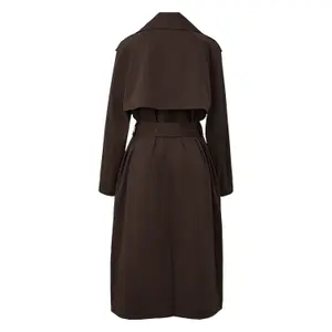 Fluid Embroidered Twill Trench Coat with Belt for Women COMMA image-1