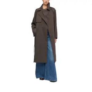 Fluid Embroidered Twill Trench Coat with Belt for Women COMMA image-2