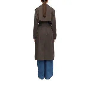 Fluid Embroidered Twill Trench Coat with Belt for Women COMMA image-5