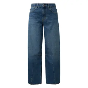 Mid-Rise Frayed Hem Tapered Jeans Women COMMA image-0