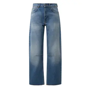 Women's Mid-Rise Frayed Hem Loose & Relaxed Jeans COMMA image-0