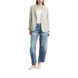 Women's Mid-Rise Frayed Hem Loose & Relaxed Jeans COMMA image-6