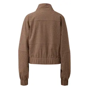 Checked Jacket with High Collar, Zip Fastening for Women COMMA image-1