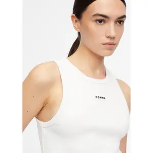 High-Quality Ribbed Cotton Vest with Embroidered Logo for Women COMMA image-3
