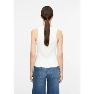High-Quality Ribbed Cotton Vest with Embroidered Logo for Women COMMA image-4