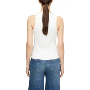 High-Quality Ribbed Cotton Vest with Embroidered Logo for Women COMMA image-5