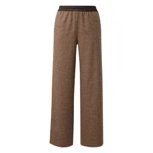 Wide Checked Trousers with Elasticated Waist for Women COMMA image-0