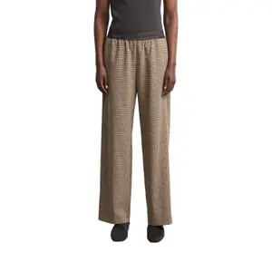 Wide Checked Trousers with Elasticated Waist for Women COMMA image-2