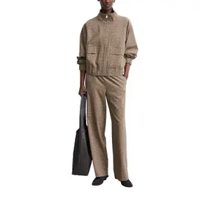 Wide Checked Trousers with Elasticated Waist for Women COMMA image-6
