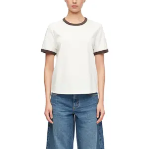 High-Quality Cotton T-Shirt with Contrast Cuffs Women COMMA image-2