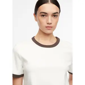 High-Quality Cotton T-Shirt with Contrast Cuffs Women COMMA image-3