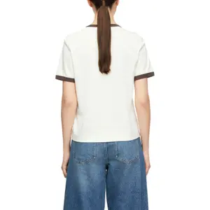 High-Quality Cotton T-Shirt with Contrast Cuffs Women COMMA image-5