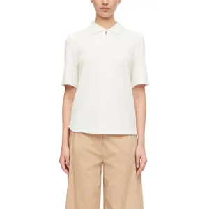 Soft Ribbed Jersey Polo for Women COMMA image-2