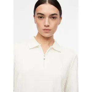 Soft Ribbed Jersey Polo for Women COMMA image-3