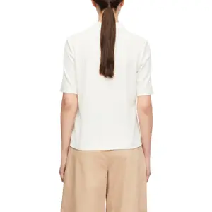 Soft Ribbed Jersey Polo for Women COMMA image-5