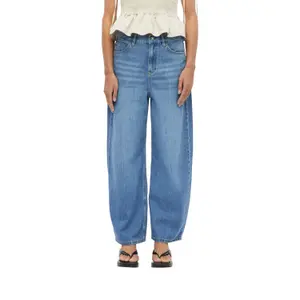 Mid-Rise Side Stitch Loose & Relaxed Jeans for Women COMMA image-2