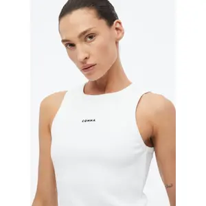 Ribbed Tank Top with Embroidered Logo Women COMMA image-1
