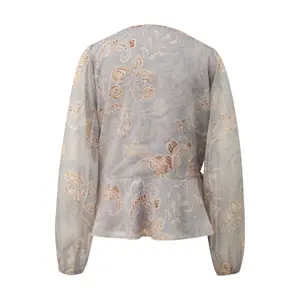 Printed Chiffon Blouse with Cinched Waist Women COMMA image-1