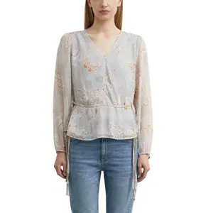 Printed Chiffon Blouse with Cinched Waist Women COMMA image-2