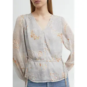Printed Chiffon Blouse with Cinched Waist Women COMMA image-3