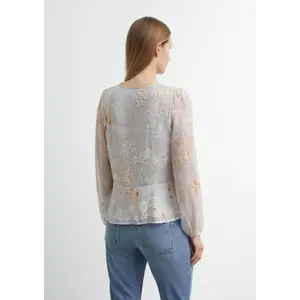 Printed Chiffon Blouse with Cinched Waist Women COMMA image-4